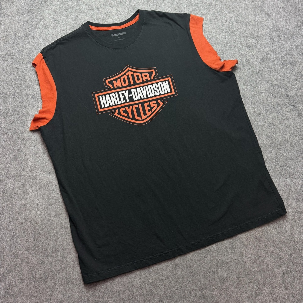 Harley-Davidson Shirt Mens 2XL Black Bar Shield Logo Sleeveless Motorcycle Tee